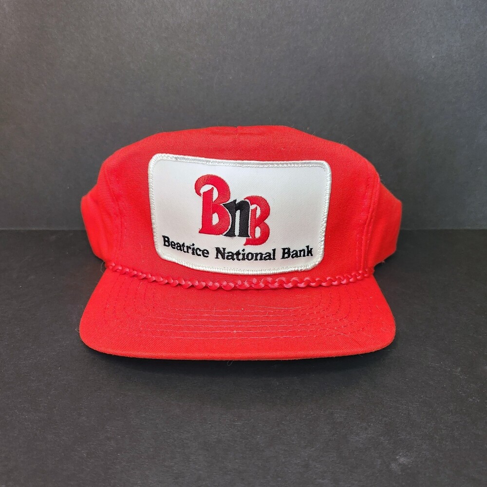 Vintage Beatrice National Bank Patch Snapback Rope Trim Mesh Trucker Hat